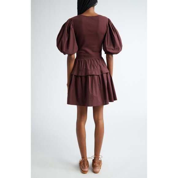 NEW ULLA JOHNSON Tilda Bordeaux Mixed Media Mini dress SIZE S - Picture 3 of 10